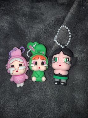 Lot#2 Of 3 Powerpuff Girls Crying Crybaby Keychains - Cartoon network / Popmart
